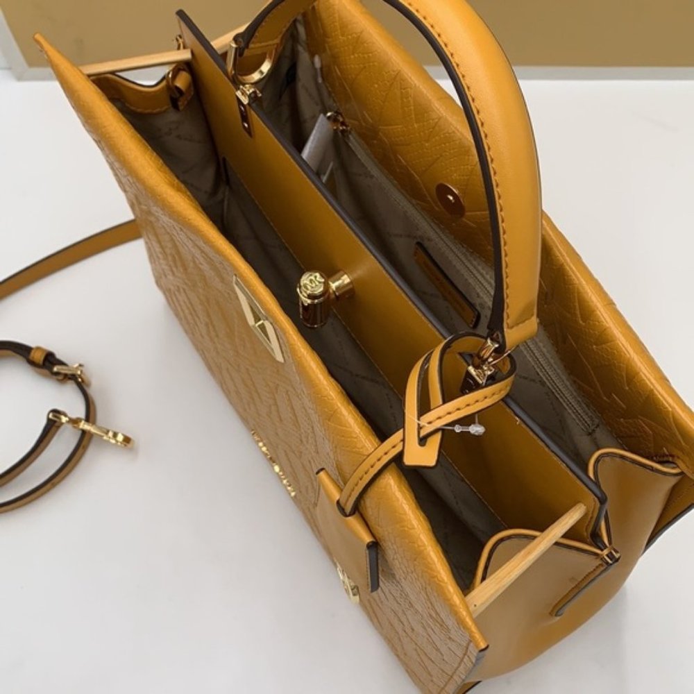 Michael Kors Penelope Large Top Handle Satchel Marigold Color - Picture 7 of 15